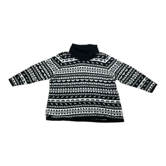 Lane Bryant Plus Size 22/24 Black White Acrylic Pullover Sweater Turtleneck Knit - Picture 2 of 12